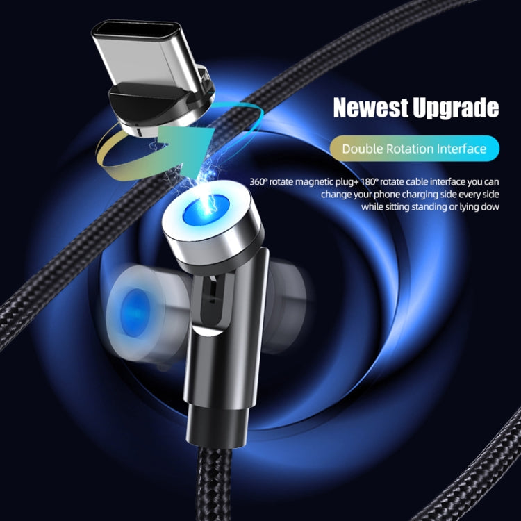 CC56 8 Pin + Type-C / USB-C + Micro USB Magnetic Interface Dust Plug Rotatable Data Charging Cable Charging Length: 1m (Black)