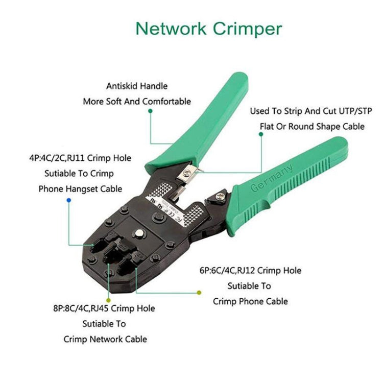 Ensemble d'outils à main pour testeur de pinces de câble réseau à trois usages Kit de réparation de réseau domestique Style: 12 en 1
