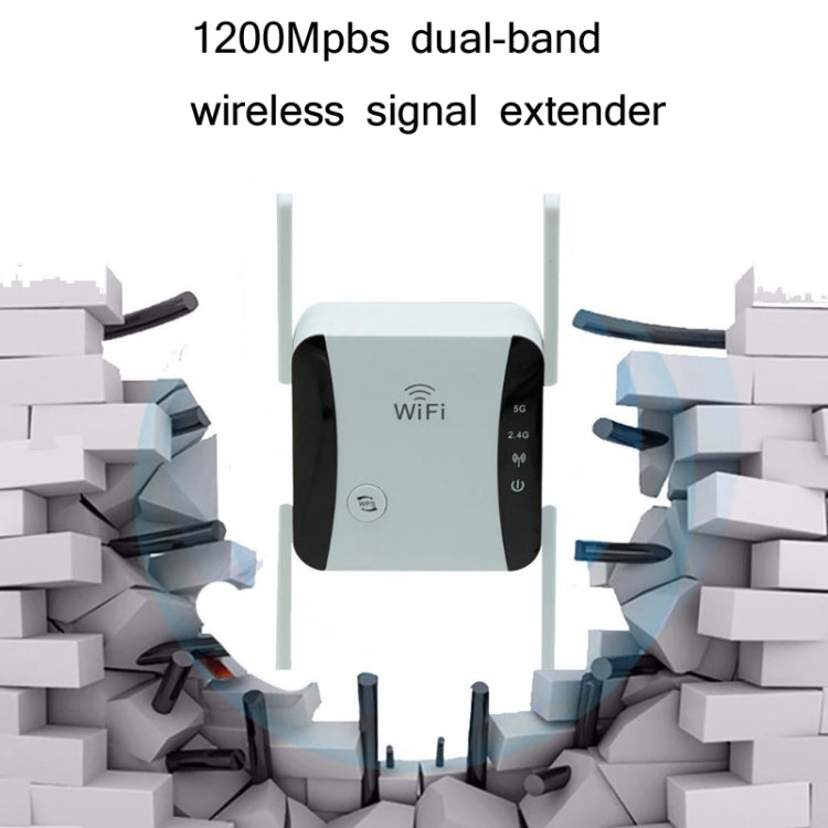 KP1200 1200Mbps Dual Band 5G WIFI WIRELESS SIGNAL AMPLIFIER Specification: UK Plug (White)