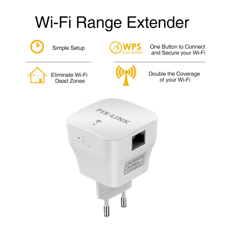 PIXLINK WR12 300Mbps WIFI Signal Booster Enhanced Repeater Plug Type: UK Plug
