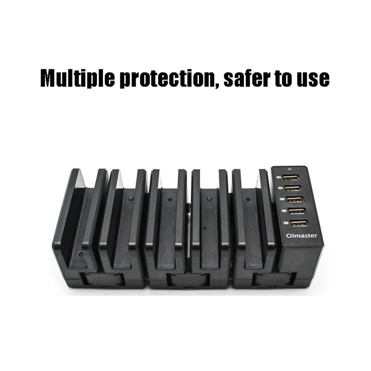 Olmaster AP-1009 2.4A 5 Ports USB Chargeur de téléphone portable multi-modèle Station de charge avec prise d'alimentation US (Noir)