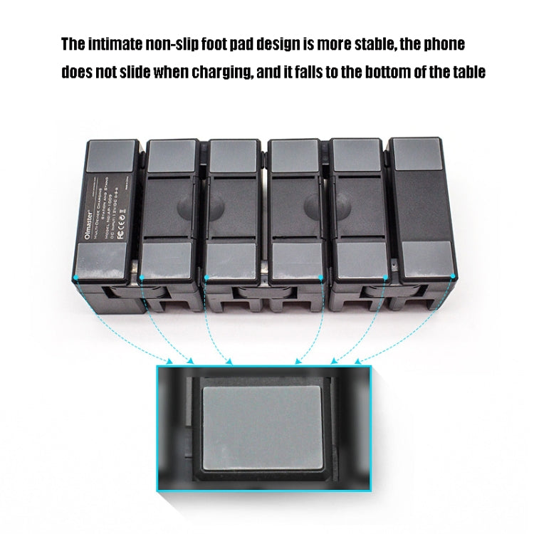 Olmaster AP-1009 2.4A 5 Ports USB Chargeur de téléphone portable multi-modèle Station de charge avec prise d'alimentation US (Noir)