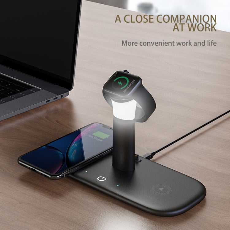 LH5 Five-in-One Multifunction Wireless Charger with Night Light for iPhone / Apple Watch / AirPods (Black)
