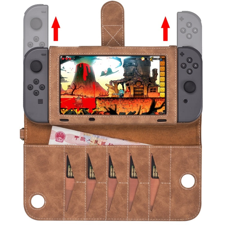Game Manden Split Storage Bag Portable Game Console Cubierta Protectora Para el interruptor Nintendo (Marrón)