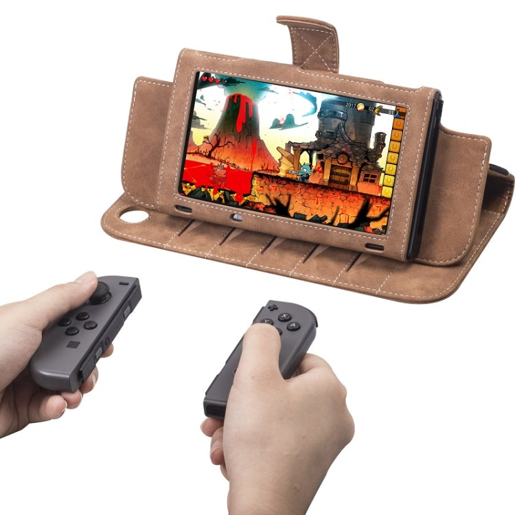 Game Manden Split Storage Bag Housse de protection pour console de jeu portable pour Nintendo Switch (Marron)