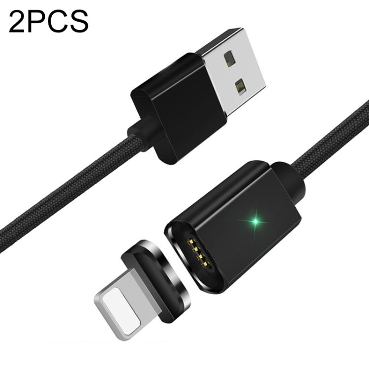 2 PCS Essager Smartphone Capacitación Rápida y transmisión de Datos Cable Magnético con Cabeza Magnética de 8 Pines longitud del Cable: 1m (Negro)