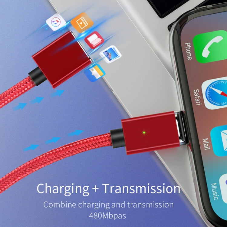 2 PCS Essager Smartphone Capacidad Rápida y transmisión de Datos Cable Magnético con Cabeza Magnética de 8 Pines longitud del Cable: 1m (Rojo)