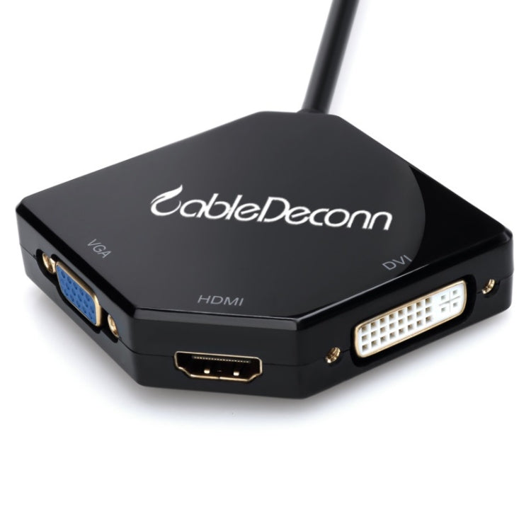 Cabledeconn B0209 Projecteur TV HD 4K Convertisseur DisplayPort vers HDMI + VGA + DVI