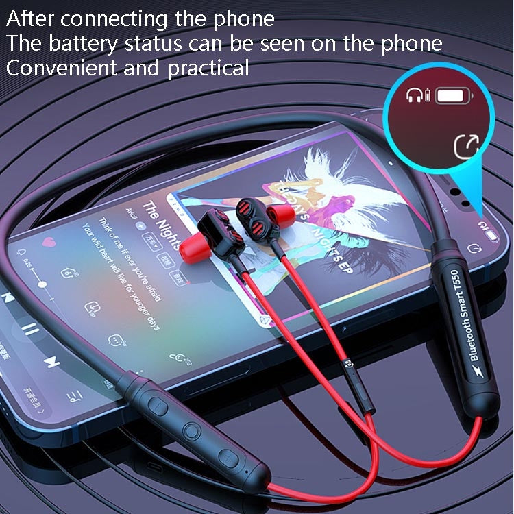 Auriculares Bluetooth Deportivos de silicona líquida para colgar en el cuello Auriculares Stereo de graves pesados (Rojo)