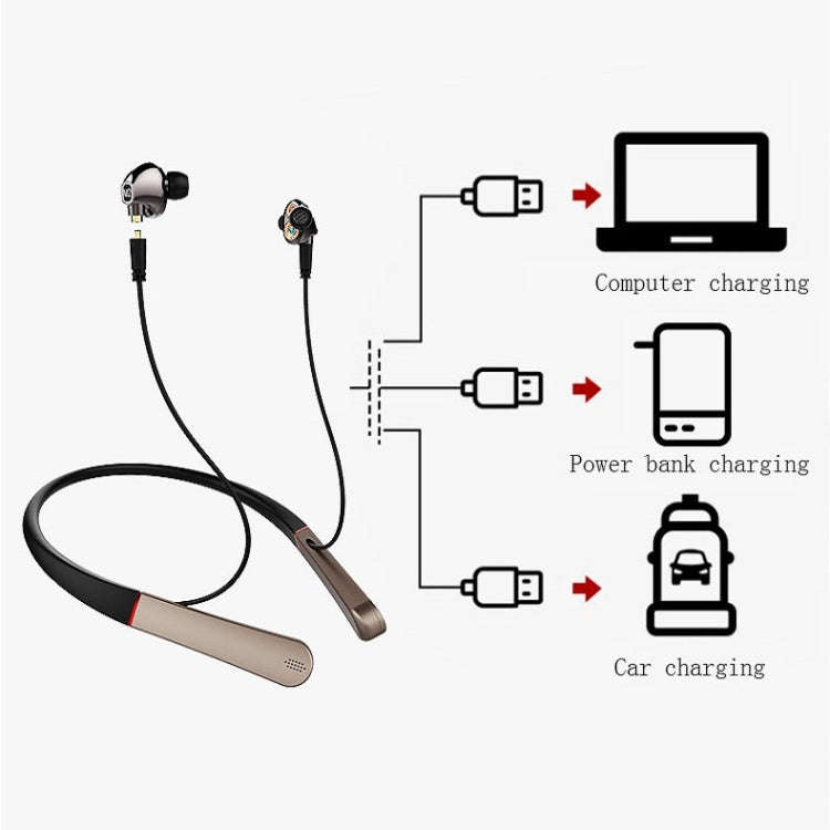 M2S Hanging Neck Bluetooth Universal In-Ear Sports Wireless Headphone (Bluetooth + 3.5mm Line with Microphone)