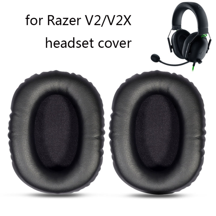 2 PCS Sponge Headphone Cover pour Razer V2 Couleur: Black Skin Black Net