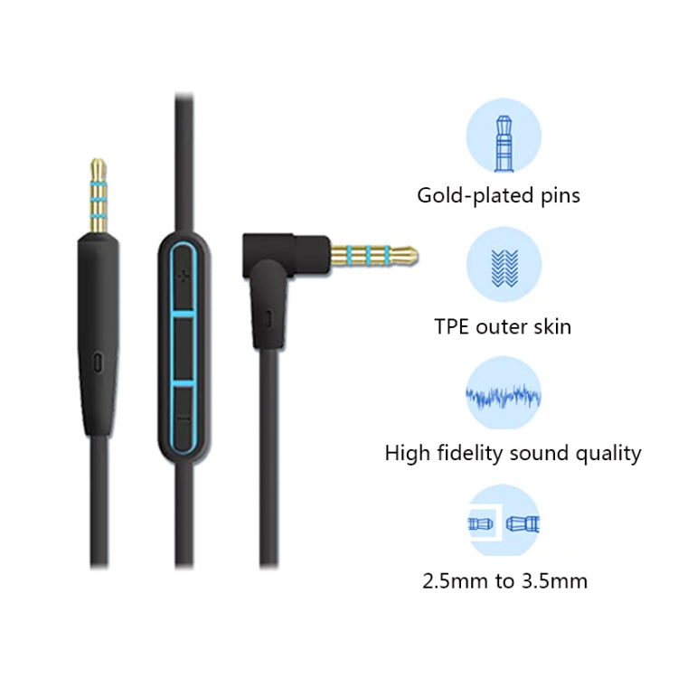3 PCS 3.5mm a Cable de Audio de 2.5 mm para BOSE QC25 / QC35 / OE2 Longitud: 1.4m (Azul)