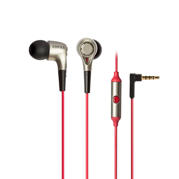 EDIFIER H230P In-EAR Subwoofer 3.5mm Wired Controlled Sports Headphones with Microphone Cable length: 1.3m (Red)