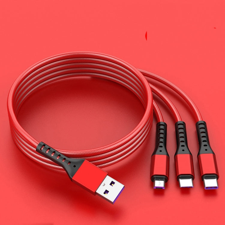 2 PCS ZZ034 USB auf 8 PIN + USB-C / Type-C + Micro USB 3 in 1 Schnellladekabel Stil: 5A Super Fast-Red