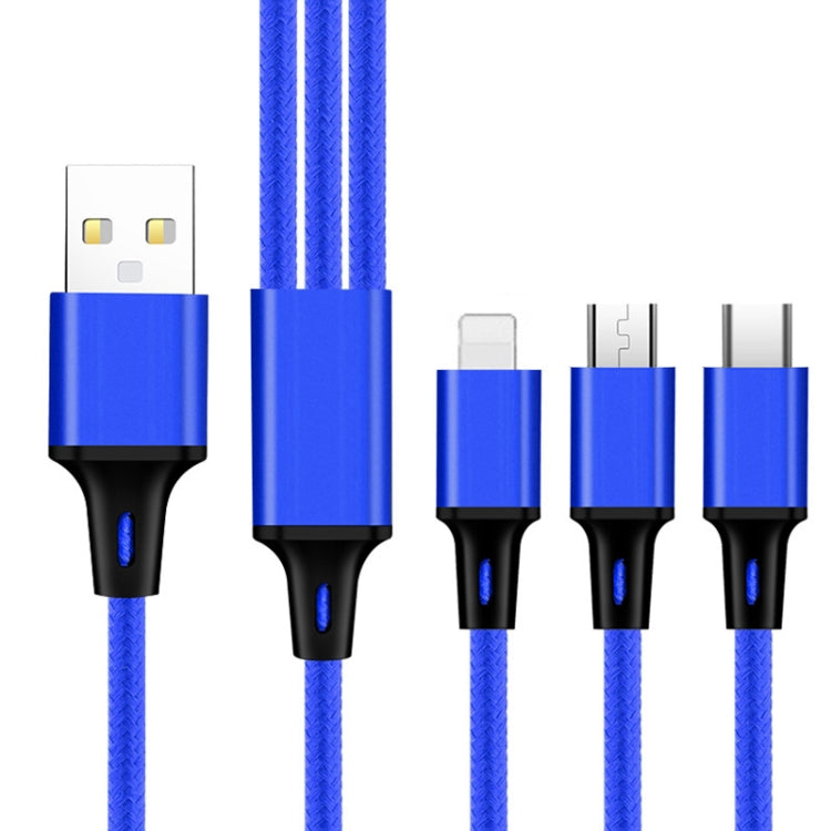 2 PCS ZZ034 USB auf 8 PIN + USB-C / Type-C + Micro USB 3 in 1 Schnellladekabel Stil: Mini-Blau