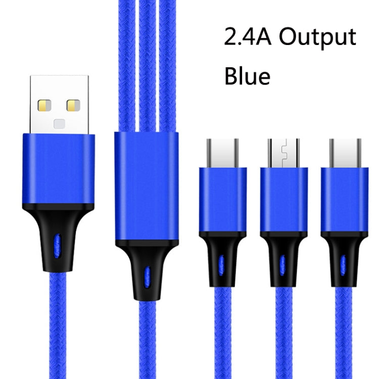 2 PCS ZZ034 USB auf 8 PIN + USB-C / Type-C + Micro USB 3 in 1 Schnellladekabel Stil: Mini-Blau