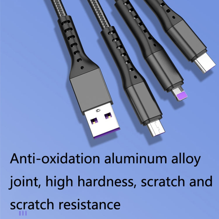 2 PCS ZZ034 USB a 8 PIN + USB-C / Tipo C + Micro USB 3 en 1 Cable de Carga Rápida Estilo: Azul retráctil