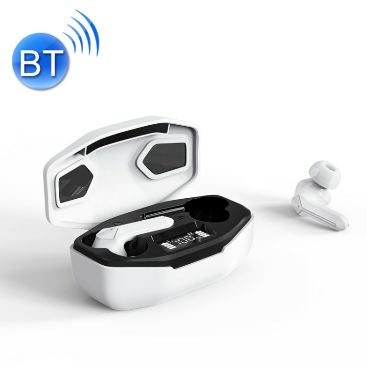 T68 TWS TWS Écouteur de jeu Bluetooth 5.1 avec affichage de l'alimentation (Blanc)