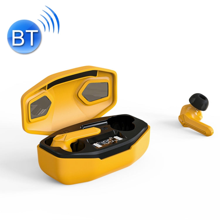 T68 TWS Casque de jeu Bluetooth BLUETOOTH 5.1 avec affichage de l'alimentation (jaune)