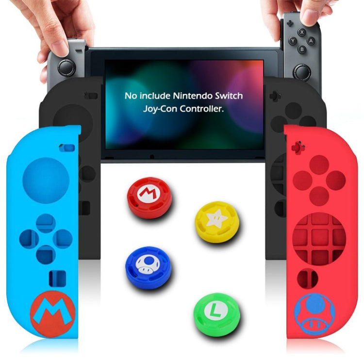2 Conjuntos Funda de Silicona con motivos con Tapa de Botón de mango Para el interruptor Nintendo (Azul Rojo)
