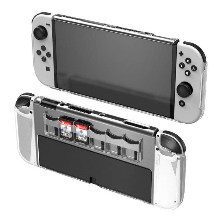 OIVO All-in-one Housing Protective Shell with Game Cards Storage for Oled Switch (Transparent Color)