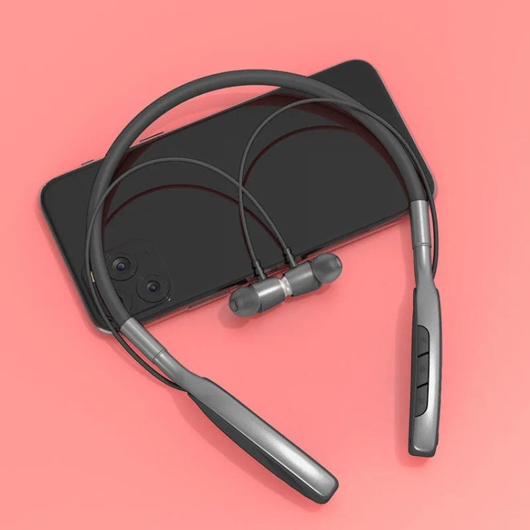 D01 Macaron Écouteurs sans fil Bluetooth montés sur le cou Casque de sport à suppression de bruit Prise en charge de la carte TF (gris)