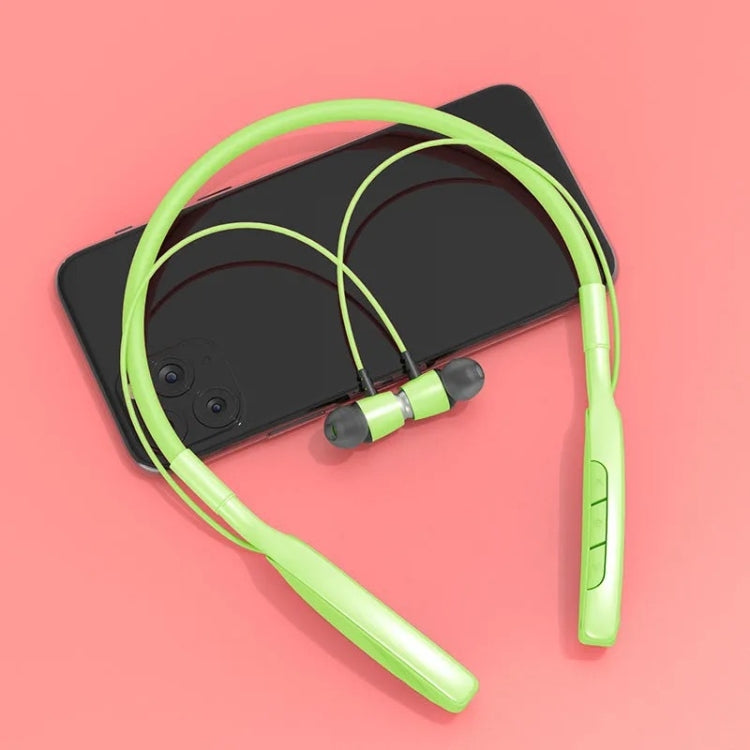 D01 Macaron Neck-Mounted Wireless Bluetooth Earphone Cancellation Cancellation Headphone Sports Support TF Card (Green)