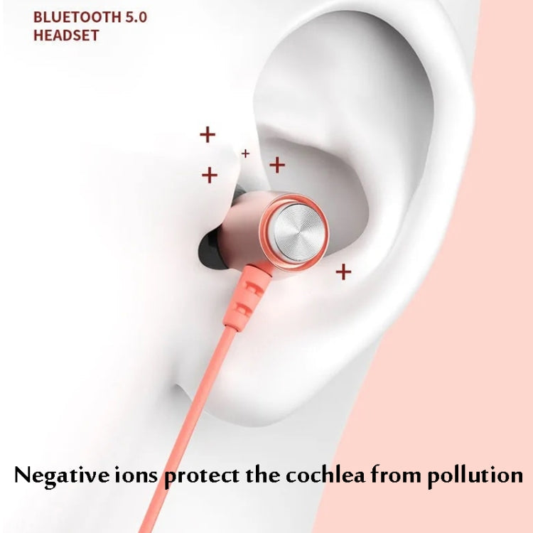 D01 Macaron Neck-Mounted Wireless Bluetooth Earphone Headset Cancellation Headphone Sports Support TF Card (White)