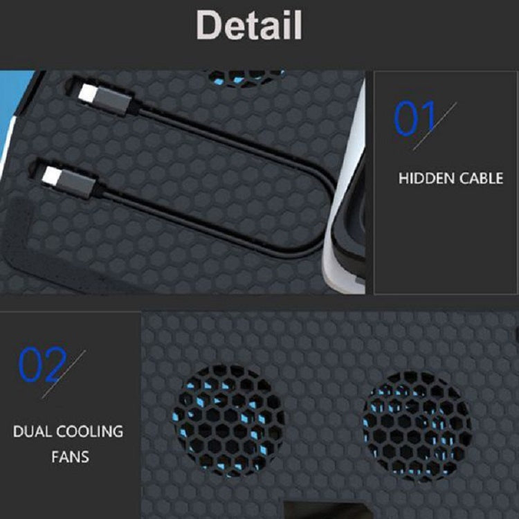 2 PCS Honcam Game Console de jeu Fefring Fan Handle Dock de charge pour PS5 (bord noir + blanc)
