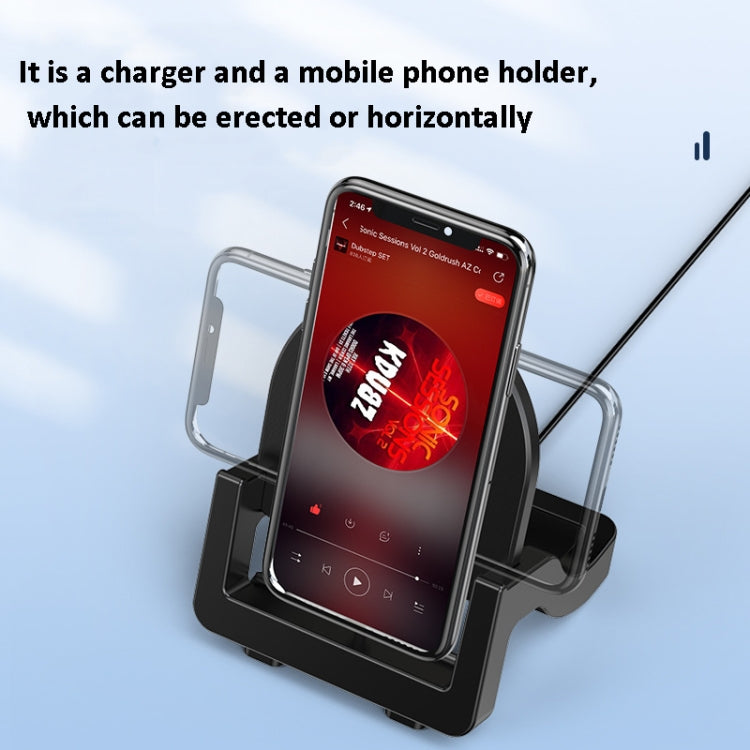 KH-18 15W Vertical Wireless Fast Charger with Phone Holder (Black)