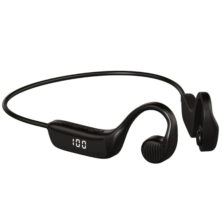 S368 Écouteur Bluetooth 5.1 à conduction osseuse longue durée de vie avec affichage numérique (noir)