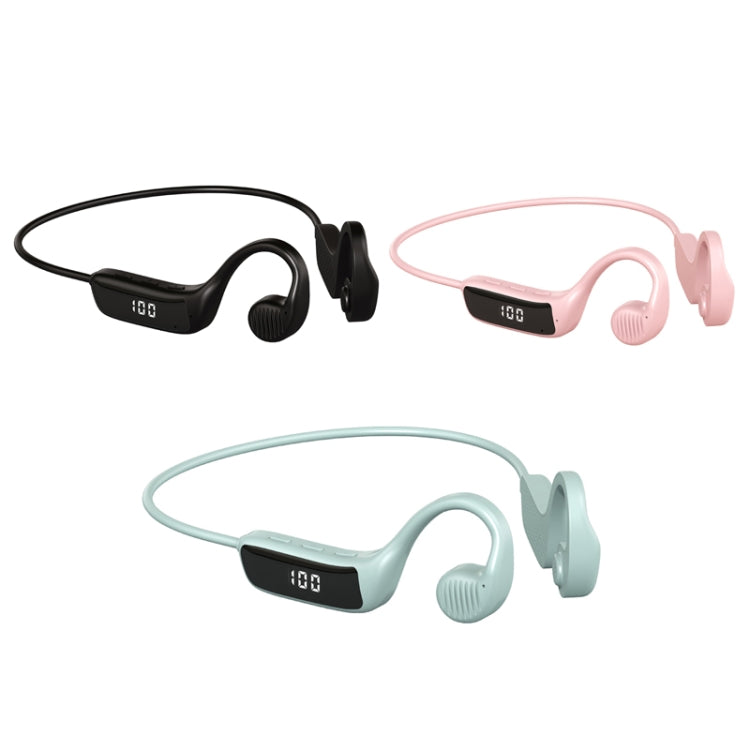 S368 Écouteur Bluetooth 5.1 à conduction osseuse longue durée de vie avec affichage numérique (rose)