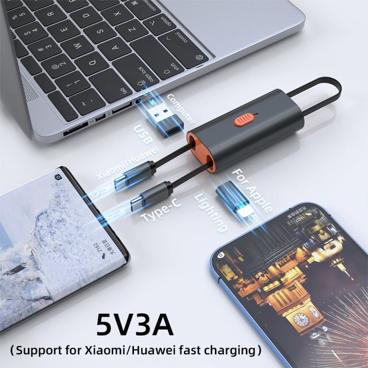 4 in 1 Retractable Fast Charging Data Cable with OTG Adapter Function