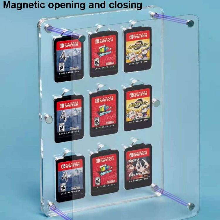 Boîte de rangement de carte magnétique en cristal transparent à 9 grilles pour interrupteur