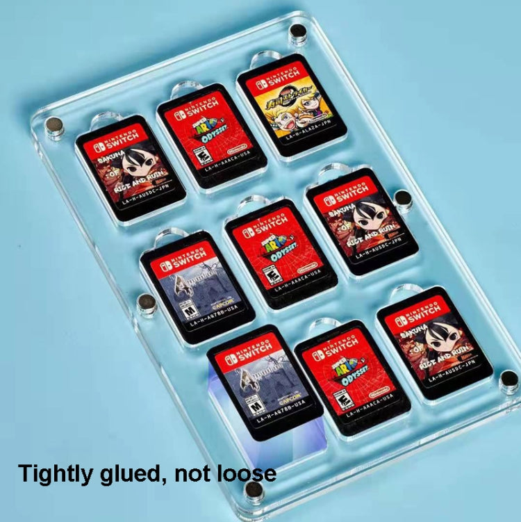 Boîte de rangement de carte magnétique en cristal transparent à 14 grilles pour interrupteur