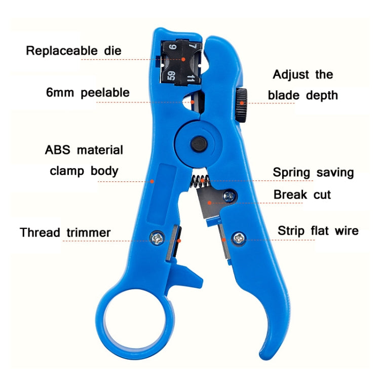 Stripper de Cable coaxial multifuncional de electricista (bolsa de PE Azul)
