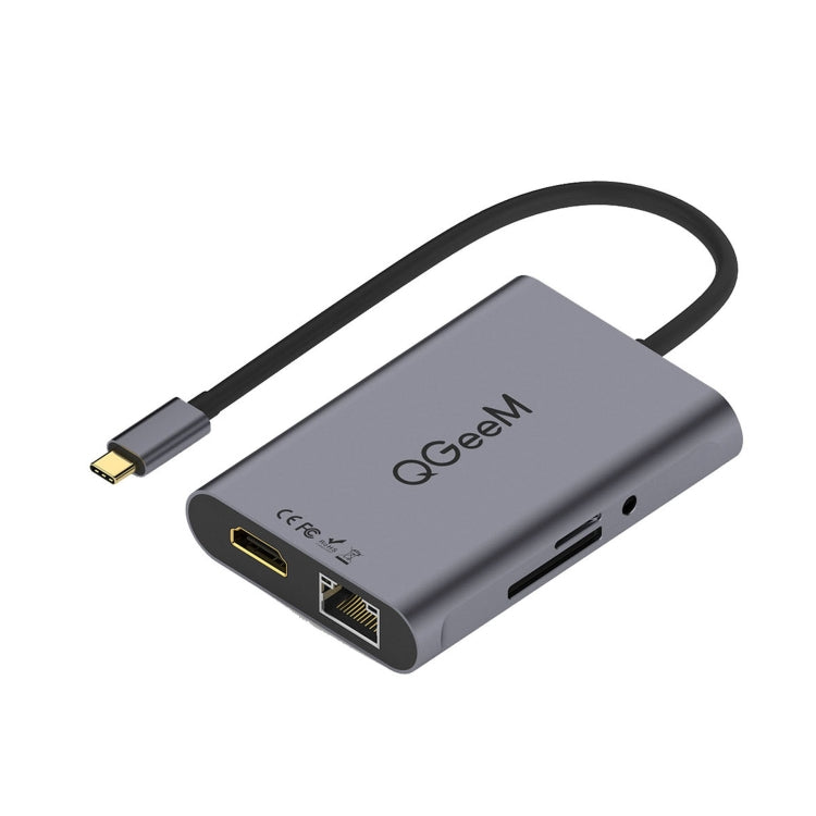 Qgeem ADAPTATEUR MULTIFONCTIONNEL 8 en 1 ADAPTATEUR HUB Type C Port réseau HDMI 4K SD/TF (QG-UH08-1)