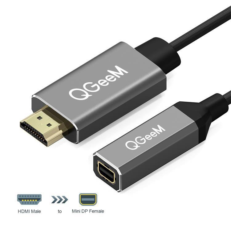 Qgeem QG-HD02 Convertisseur HDMI Simple vers Mini DP (Gris argenté)