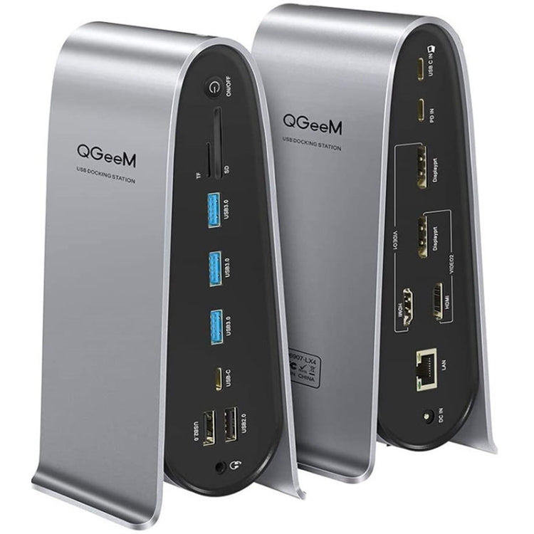 Qgeem 16 in 1 Type-C Extension Hub Adapter Support Adapter PD Charging US Plug (QG-D6907-LX2)