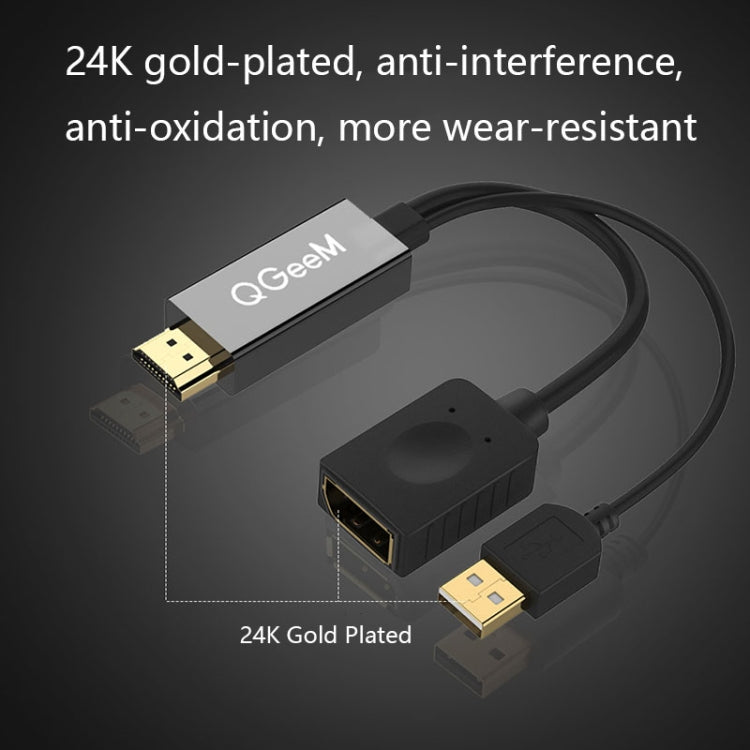 QGEEM QG-HD01 Adaptateur HDMI vers DP avec port USB (Noir)