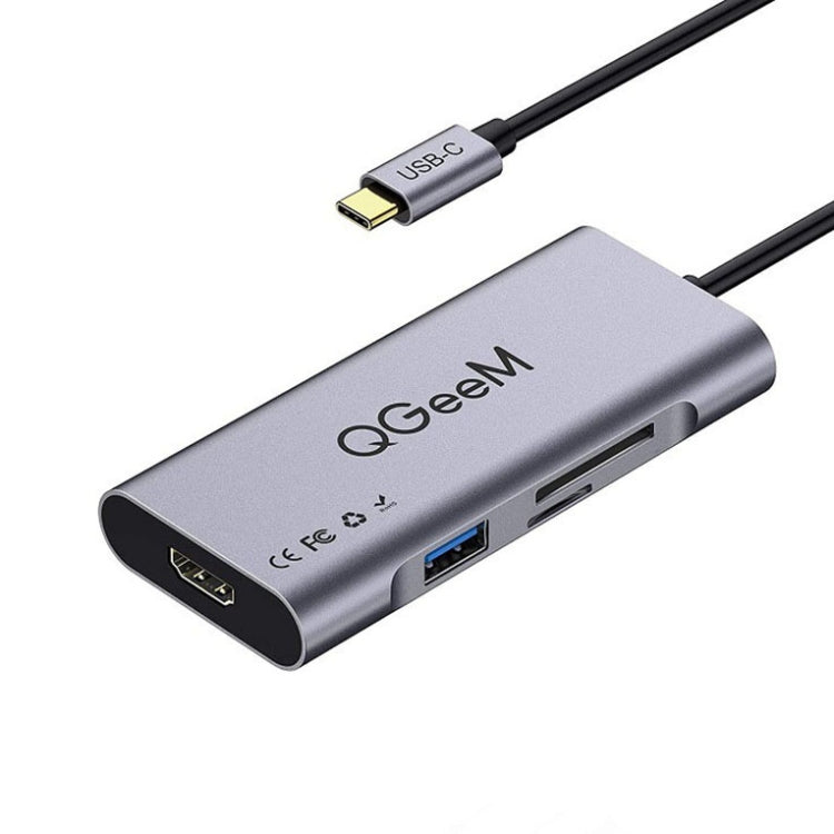 Qgeem 7 en 1 adaptador multifuncional USB3.0 Tipo-C HUB de extensión (QG-UH07-3 V1)