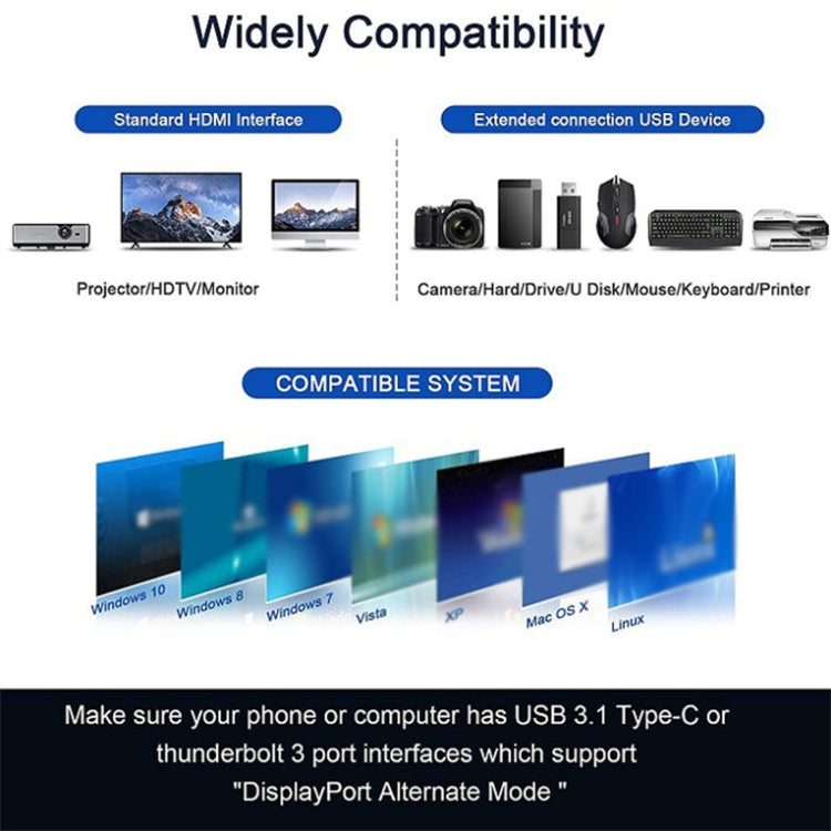 Qgeem 7 en 1 adaptador multifuncional USB3.0 Tipo-C HUB de extensión (QG-UH07-3 V1)