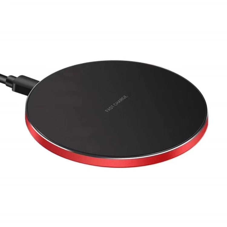 15 Watt Round Metal Wireless Charger (Red + Black Surface)