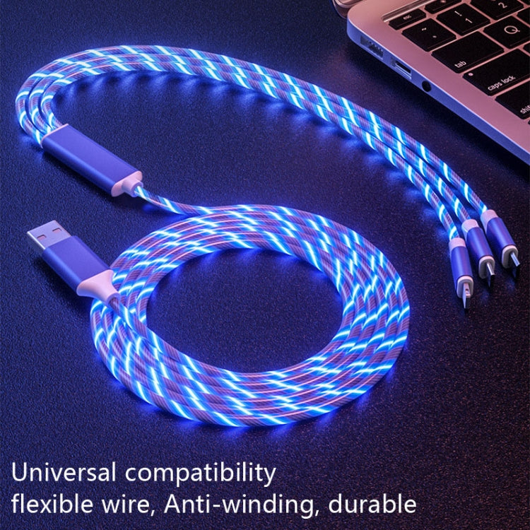 8 Pin + Type-C + Micro USB Streamer Three-Headed Charging Line model: 3 in 1 1.2m (Colorful)