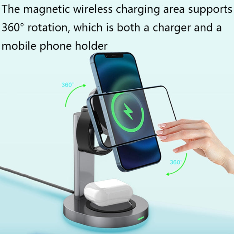 F6 3 in 1 Wireless Magnetic Mobile Phone Charger (Silver)