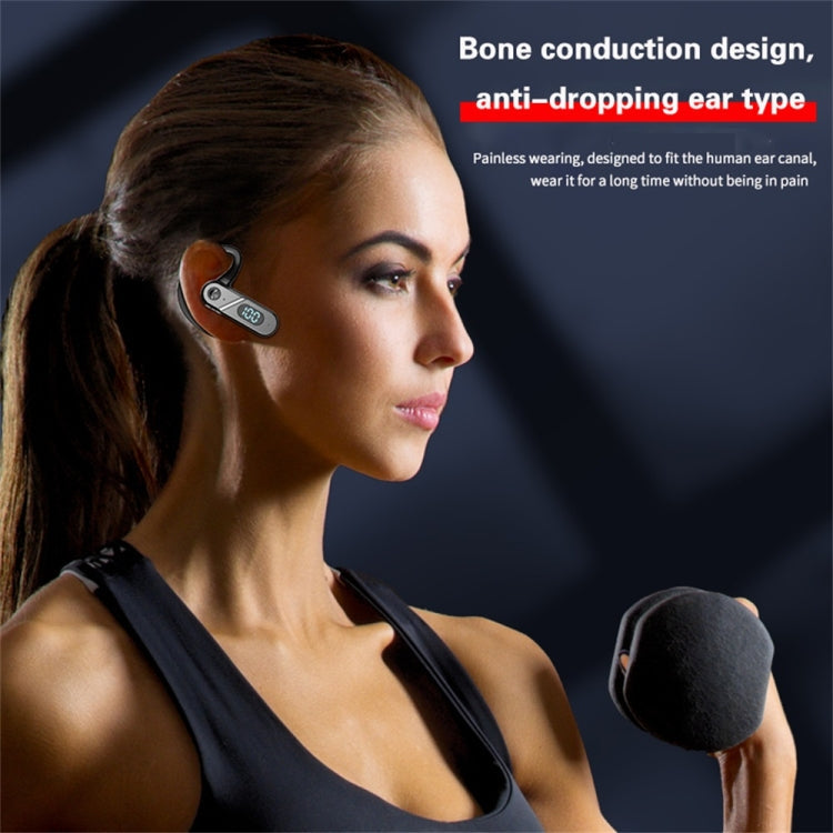 V28 Casque Bluetooth Suspendu EAR Affichage numérique Écouteur à commande vocale à oreille unique (Noir)