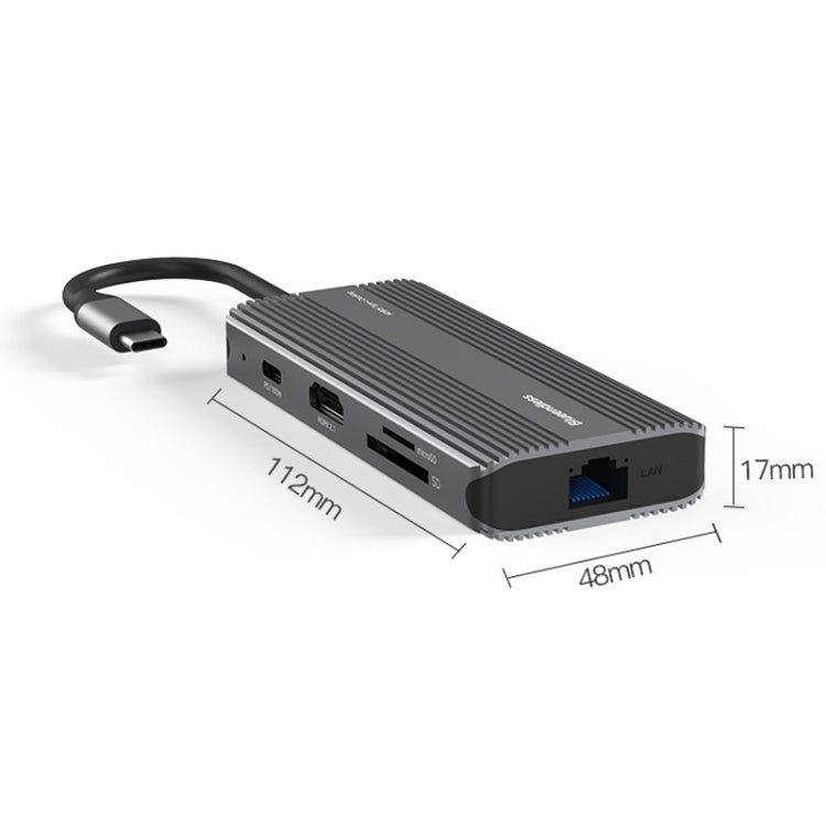 Azulendless 8k / 30Hz Type-C a Gigabit Ethernet USB3.1 Estación de acoplamiento (8 en 1)