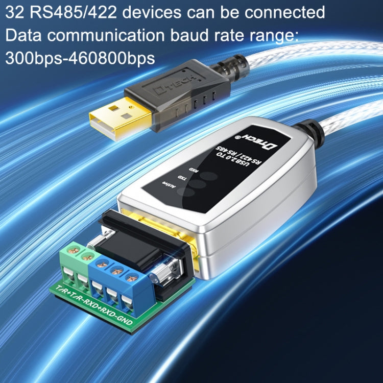 DTech DT-5119 0.5m USB a RS485 / 422 Convertidor industrial Adaptador de comunicación de línea en Serie