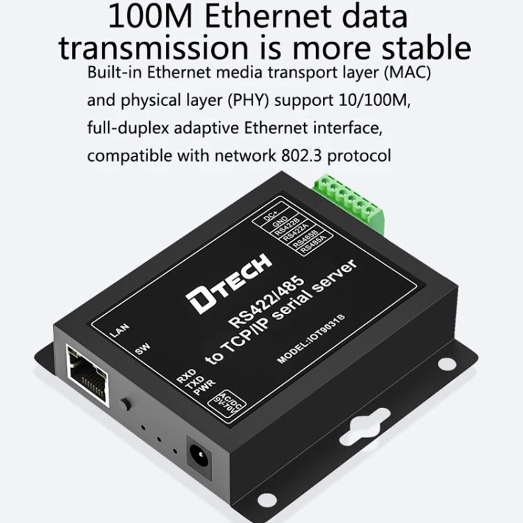 DTech IOT9031B RS485 / 422 al servidor de Puerto Serie TCP / IP Ethernet CN Plug