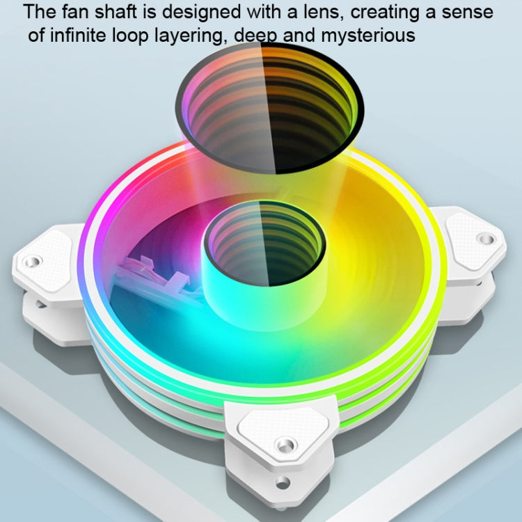 Coolmoon Infinity Lens Ventilateur de Refroidissement 12cm PWM PWM CHASS CHASSIS Ventilateur (Blanc)